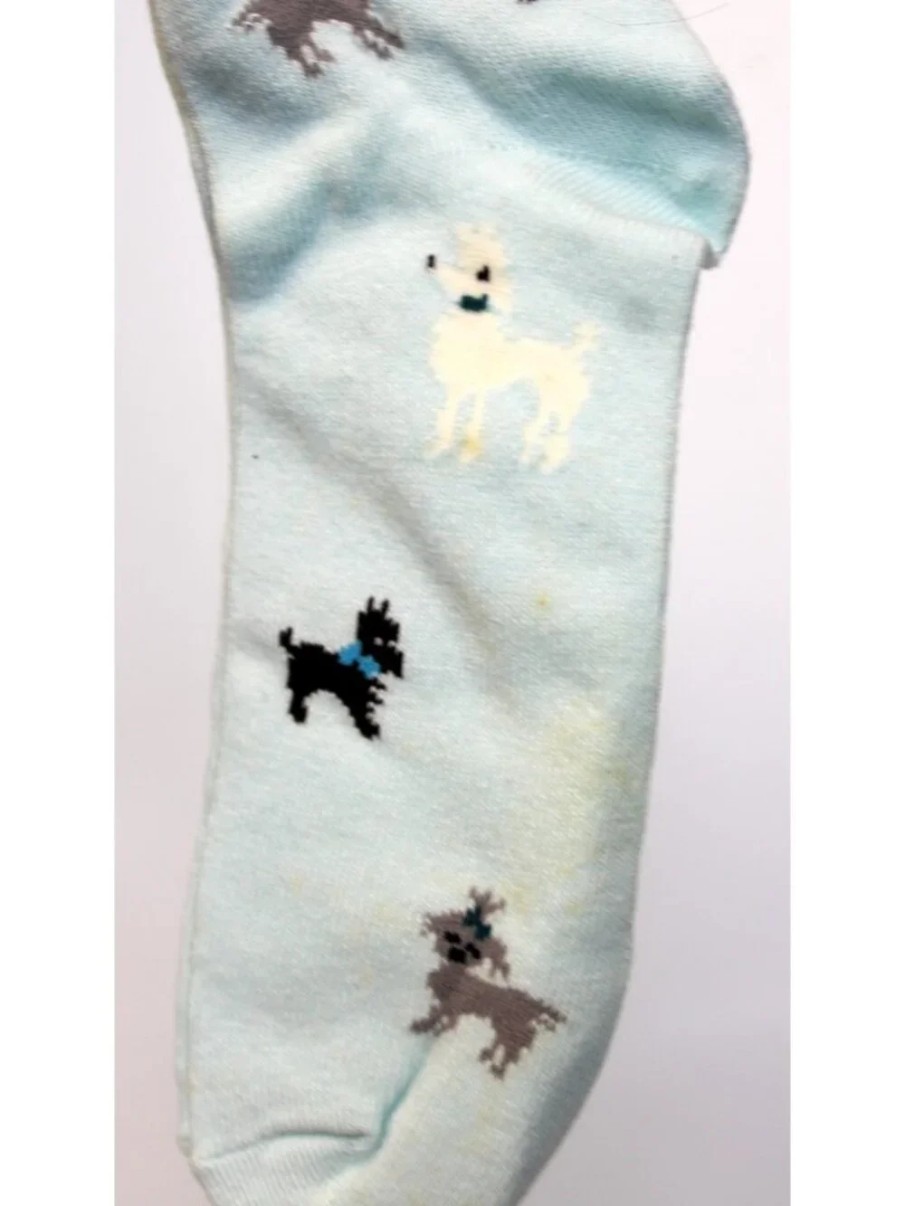 2004 Gymboree By Best Friend Light Blue Socks Poodles Dogs Lettuce fold Over Top